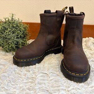 Dr. Doc Marten Anistone Lo Moto Biker Pull On Boots Brown Leather size 7